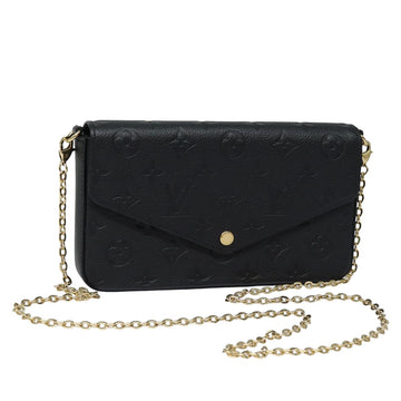 LOUIS VUITTON Empreinte Pochette Felice Chain Wallet Black M64064 Auth fm3634S