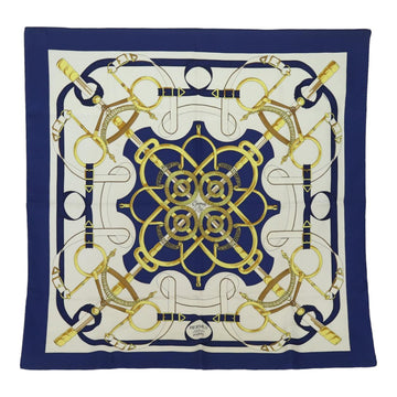 HERMES Carre 90 Scarf Eperon dor Silk Navy Auth fm3636