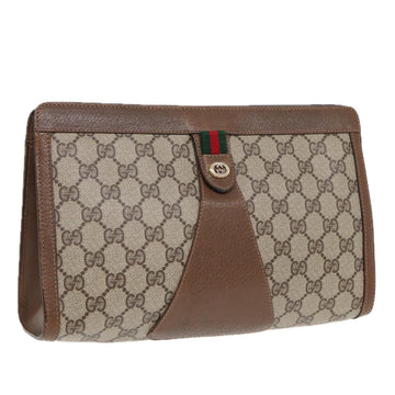 GUCCI GG Supreme Clutch Bag PVC Leather Beige 89 01 033 Auth fm3645