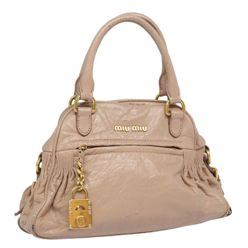 MIU MIU Hand Bag Leather Pink Gold Auth fm3690