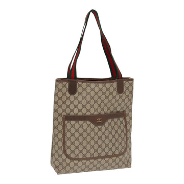 GUCCI GG Supreme Web Sherry Line Tote Bag PVC Beige 39 02 003 Auth fm3734