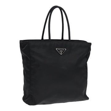 PRADA Tote Bag Nylon Black Silver Auth fm3742