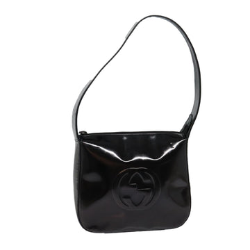 GUCCI Shoulder Bag Enamel Black Silver 001 1274 1703 Auth fm3746