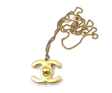 CHANEL Gold CC Turnlock Large Pendant Necklace