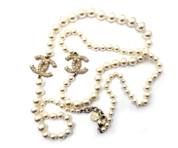 CHANEL Gold CC Scatter Pearl Pearl Long Necklace 100 yr Anniversary