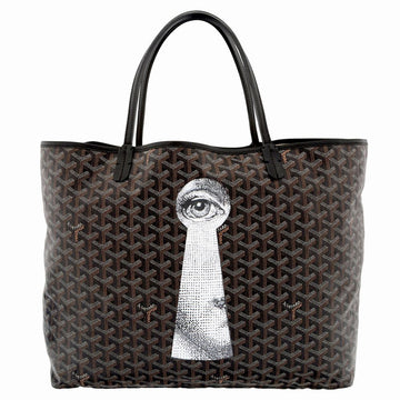 Customised Black 'Fornasetti Eye' Monogram St Louis PM Bag