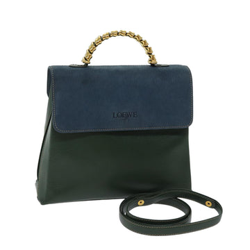 LOEWE Velazquez Twist Hand Bag Leather 2way Green Auth hk1188