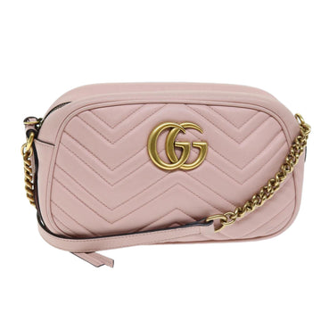 GUCCI GG Marmont Chain Shoulder Bag Leather Pink 447632 Auth hk1274