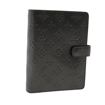 LOUIS VUITTON Monogram Mat Agenda MM Day Planner Cover Black R20925 Auth hk1356