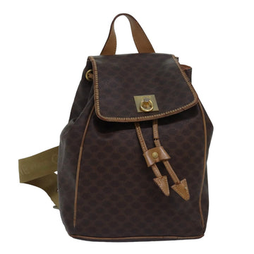 CELINE Macadam Canvas Backpack PVC Brown Auth hk1383