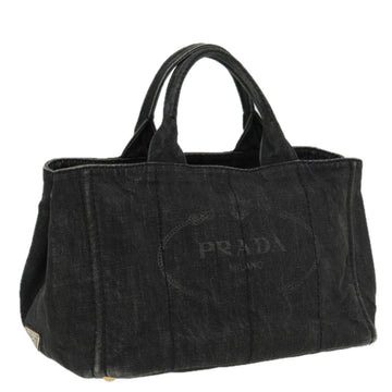 PRADA Canapa MM Hand Bag Denim Black Auth hk1391