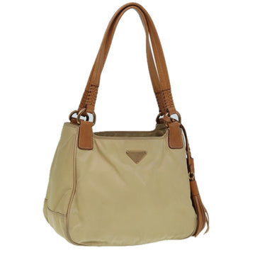 PRADA Hand Bag Nylon Beige Auth hk1404