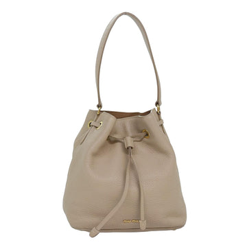 MIU MIU Shoulder Bag Leather Beige Auth hk1406