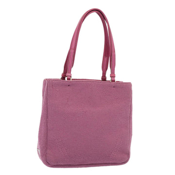 PRADA Tote Bag Wool Pink Auth hk1423