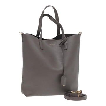 SAINT LAURENT Tote Bag Leather 2way Gray Auth hk1514