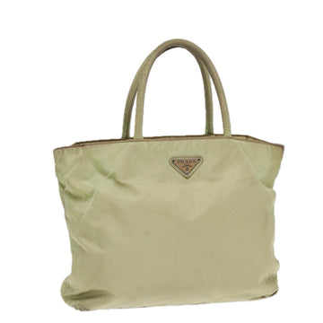 PRADA Tote Bag Nylon Silver Pistachio Green Auth hk1563