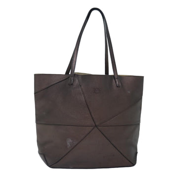 LOEWE Anagram Tote Bag Leather Brown Auth hk1611