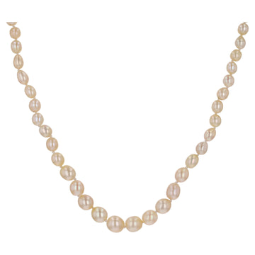 French 1930s Certified Fine Pearl Platinum Diamond Art Deco Necklace