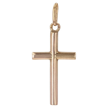 French Retro 1960s 18 Karat Rose Gold Cross Pendant