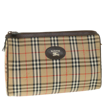 BURBERRYSs Nova Check Clutch Bag Canvas Beige Auth ki3574