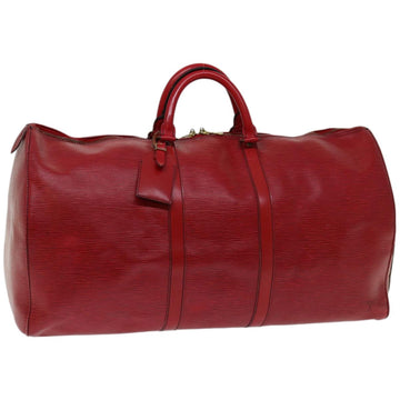 LOUIS VUITTON Epi Keepall 55 Boston Bag Red M42957 LV Auth ki4078