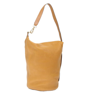 CELINE Shoulder Bag Leather Beige Auth ki4346