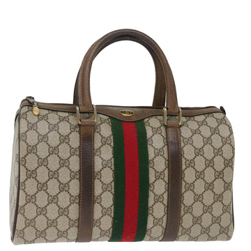 GUCCI GG Supreme Web Sherry Line Boston Bag PVC Beige Red 40 02 007 Auth ki4347