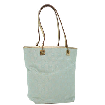 GUCCI GG Canvas Tote Bag Light Blue 002 1099 Auth ki4373