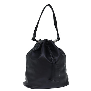 PRADA Shoulder Bag Leather Black Auth ki4379