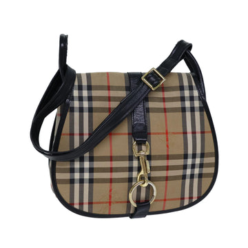 BURBERRYSs Nova Check Shoulder Bag Canvas Beige Auth ki4382