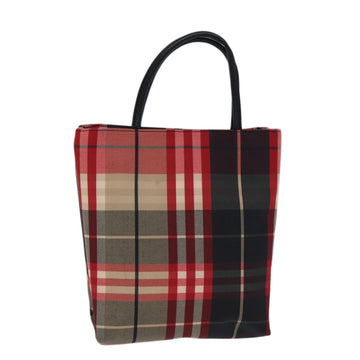 BURBERRY Nova Check Hand Bag Canvas Red Black Auth ki4392