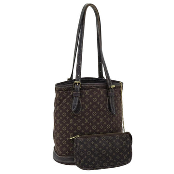 LOUIS VUITTON Monogram Mini Lin Bucket PM Shoulder Bag Brown M95226 Auth ki4480