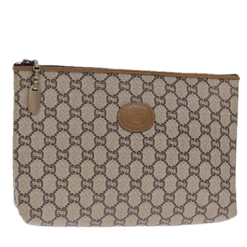 GUCCI GG Plus Supreme Clutch Bag PVC Beige Auth ki4521