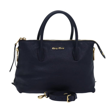 MIU MIU Hand Bag Leather 2way Navy Auth ki4565