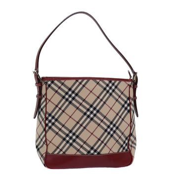 BURBERRY Nova Check Blue Label Shoulder Bag Canvas Beige Auth ki4567