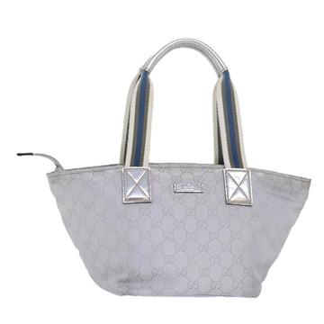 GUCCI GG Canvas Sherry Line Tote Bag Silver Gray 131228 Auth ki4597