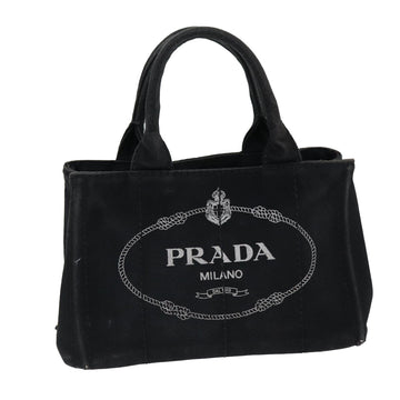 PRADA Canapa PM Hand Bag Canvas 2way Black Auth ki4653