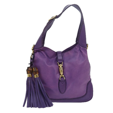 GUCCI Jackie Shoulder Bag Leather 2way Purple 219725 Auth ki4655