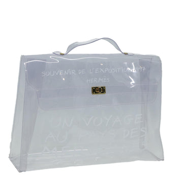 HERMES Vinyl Kelly Hand Bag Vinyl Clear Auth ki4669