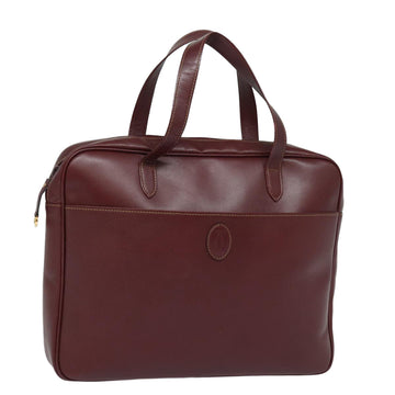 CARTIER Must Line Hand Bag Leather Bordeaux Auth ki4682