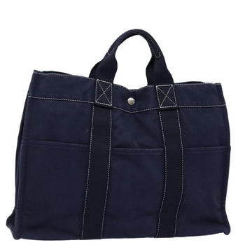 HERMES Fourre Tout MM Hand Bag Canvas Navy Auth ki4693