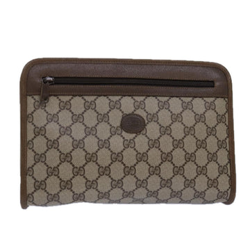 GUCCI GG Supreme Clutch Bag PVC Beige 111 01 037 Auth ki4721