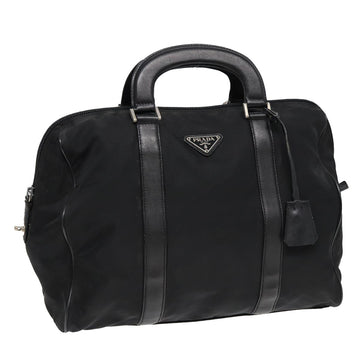 PRADA Boston Bag Nylon Black Silver Auth ki4729