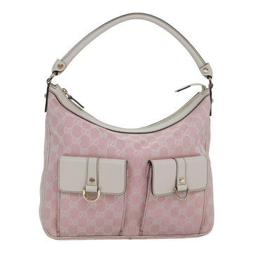 GUCCI GG Canvas Shoulder Bag Pink White Silver 153025 Auth ki4845