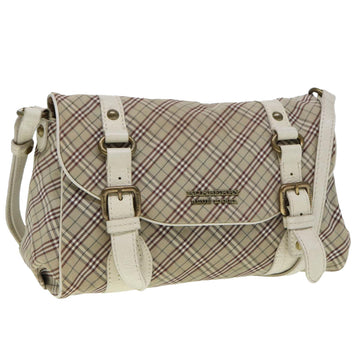 BURBERRY Nova Check Blue Label Shoulder Bag Canvas Beige Auth ki4854