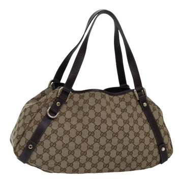 GUCCI GG Canvas Tote Bag Gold Beige 130736 Auth ki4869