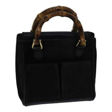 GUCCI Bamboo Hand Bag Suede Black Auth ki4913