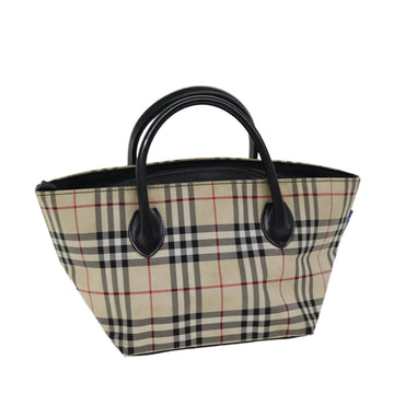 BURBERRY Nova Check Hand Bag Nylon Beige Auth kk209