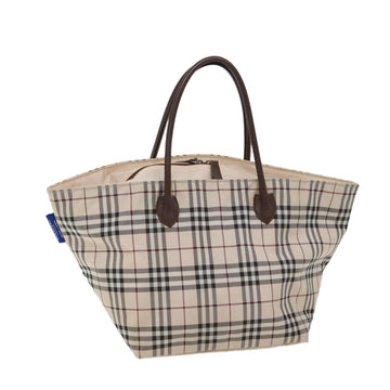 BURBERRY Nova Check Blue Label Tote Bag Nylon Pink Auth kk214