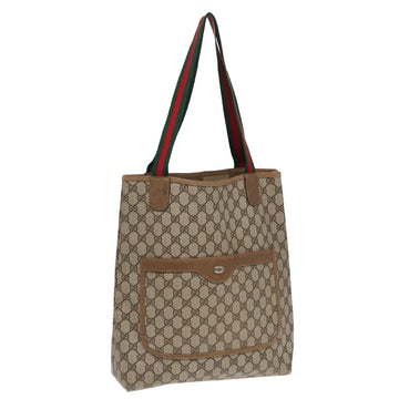 GUCCI GG Canvas Web Sherry Line Tote Bag PVC Leather Beige Green Red Auth kk277